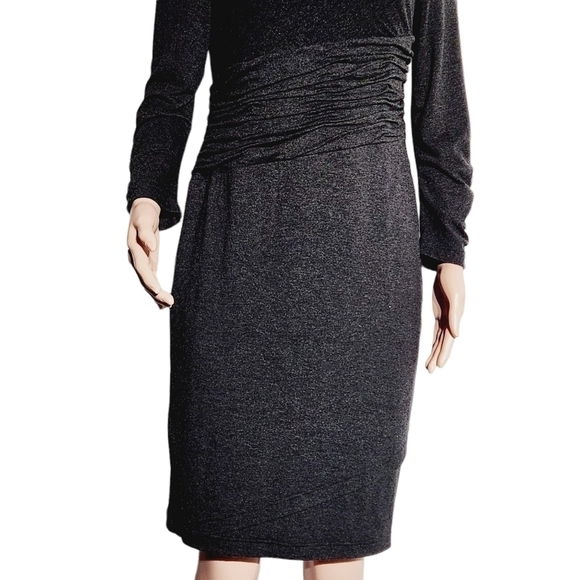 ADRIANNA Papell Sheath Dress With Ruched Waist and Sleeve Size 10 - Picture 10 of 11